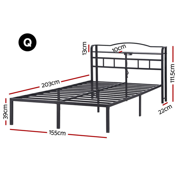 Artiss Bed Frame Queen Size with Charging Station WAVE