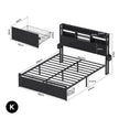 Artiss Bed Frame King with Charging Station Storage Organizer Drawers LED ZAC