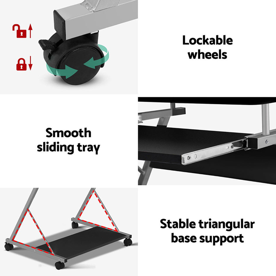 Artiss Computer Desk Office Chair Set Desks with Keyboard Shelf Try Black
