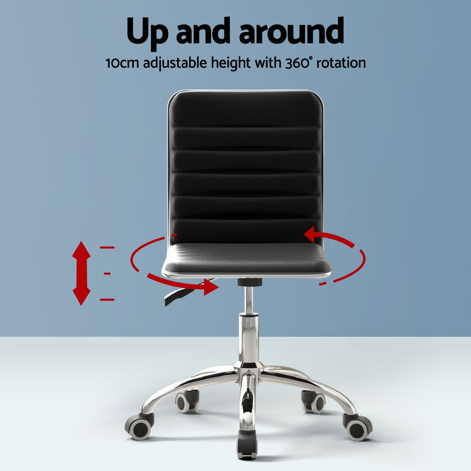 Artiss Computer Desk 120cm Executive Office Chairs Set PU Leather Low Back Black