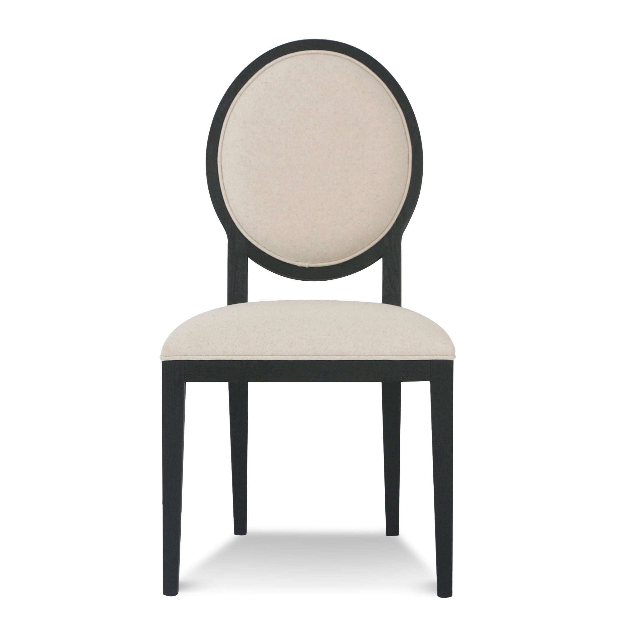 CDC8012-LJ Light Beige Fabric Dining Chair - Black Frame (Set of 2)