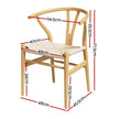 1 Set of 6 Artiss Dining Chairs Wooden Rattan Seat Wishbone Back