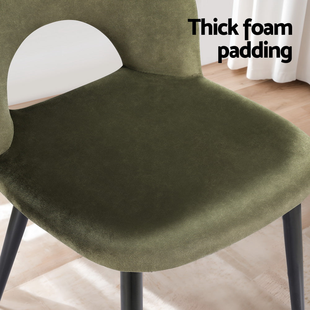 Artiss Dining Chairs Set of 4 Velvet Hollow Green