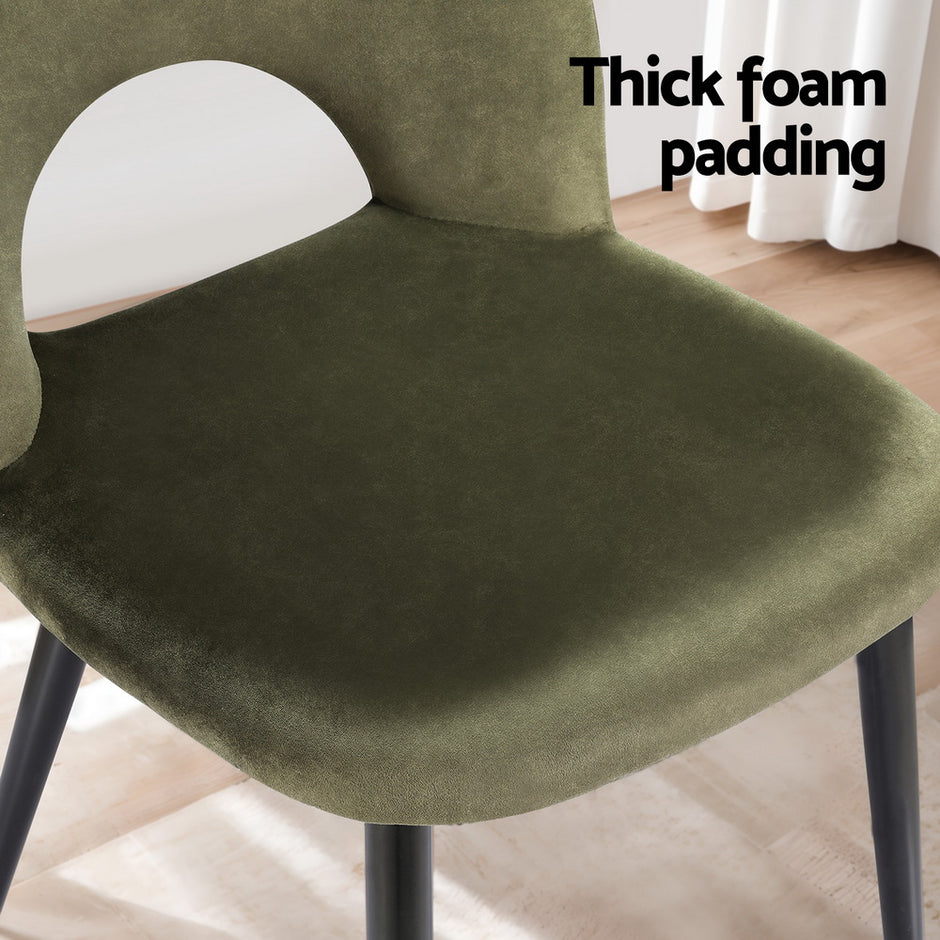 Artiss Dining Chairs Set of 4 Velvet Hollow Green