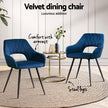 Artiss Dining Chairs Set of 4 Velvet Hollow Armchair Blue