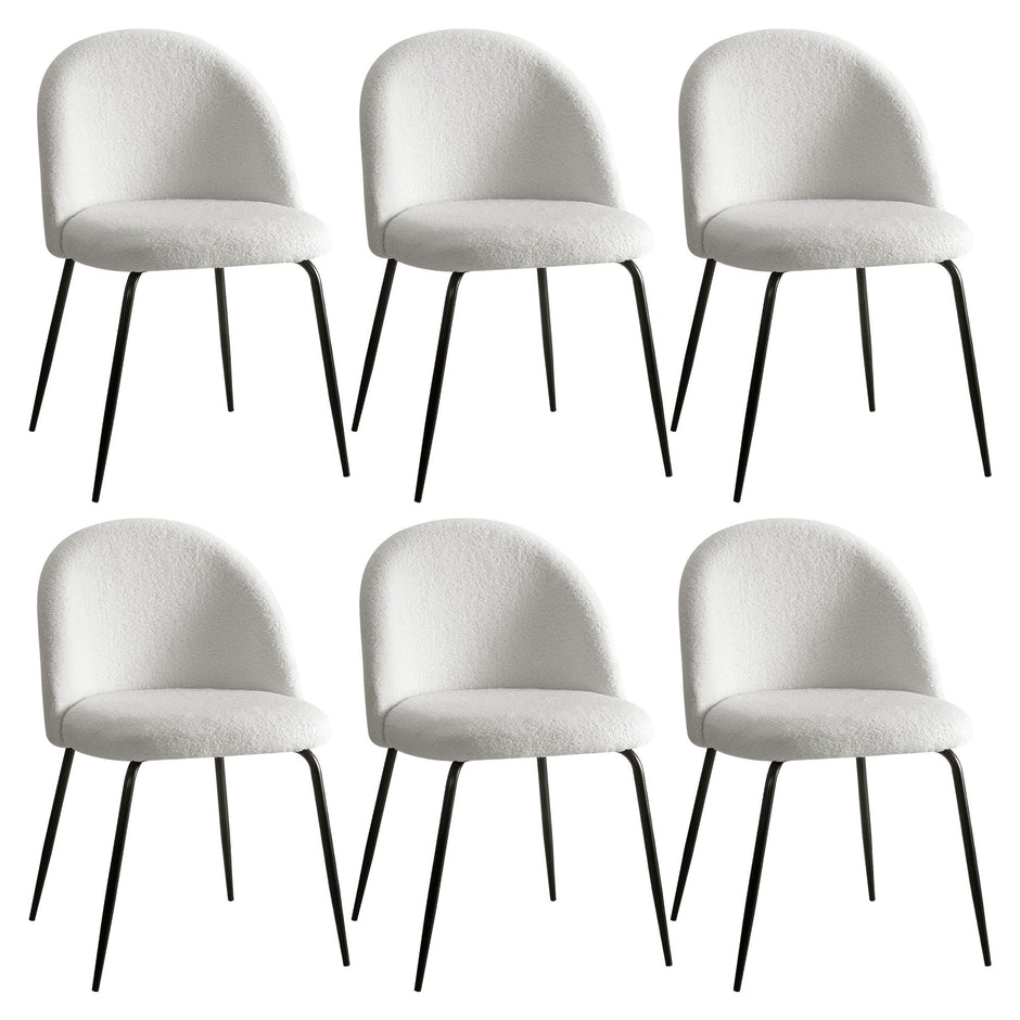 Artiss Dining Chairs Set of 6 Sherpa Boucle White