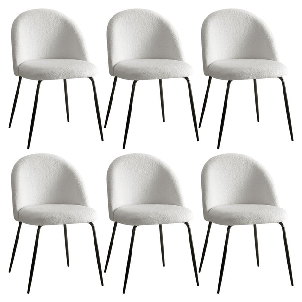 Artiss Dining Chairs Set of 6 Sherpa Boucle White
