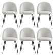 Artiss Dining Chairs Set of 6 Sherpa Boucle White