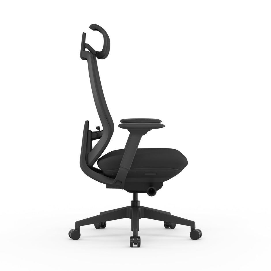 COC12625-AV Mesh Office Chair - Full Black with Headrest