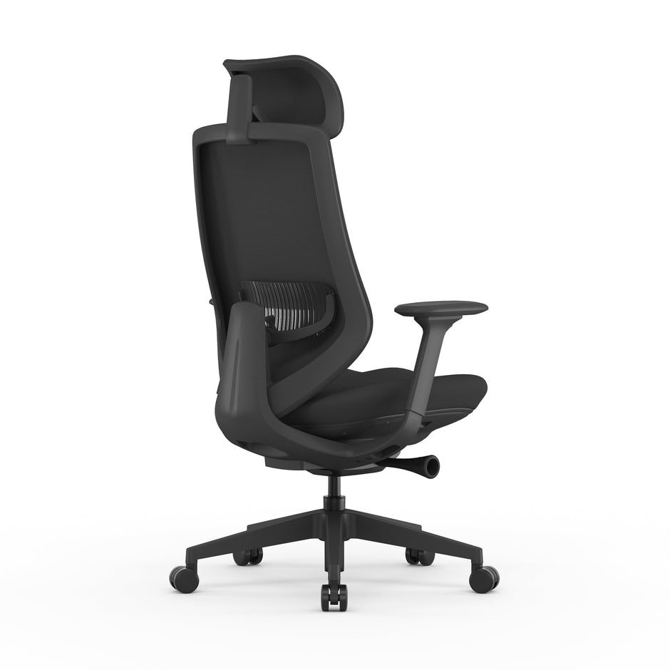 COC12625-AV Mesh Office Chair - Full Black with Headrest