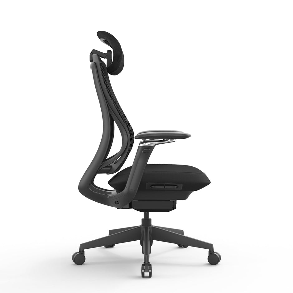 COC12631-AV Mesh Office Chair - Full Black with Headrest