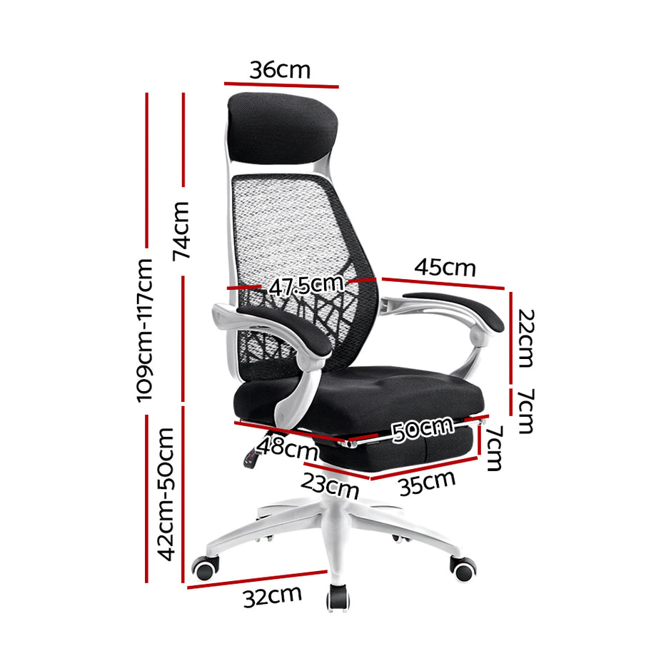 Artiss Mesh Office Chair Recliner Black White