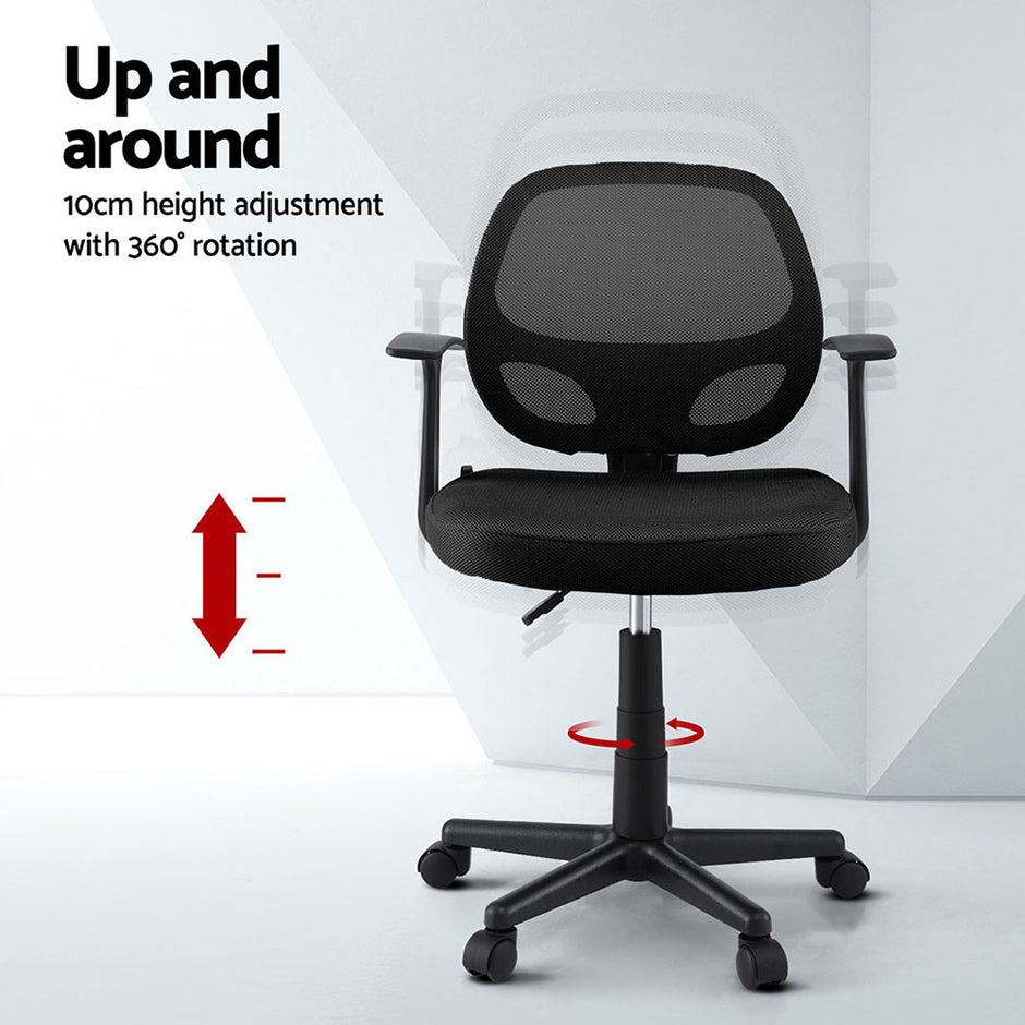 Artiss 2x Mesh Office Chair Computer Gaming Desk Chairs Work Study Mid Back Black