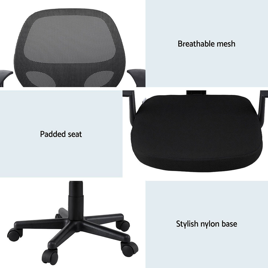 Artiss 2x Mesh Office Chair Computer Gaming Desk Chairs Work Study Mid Back Black