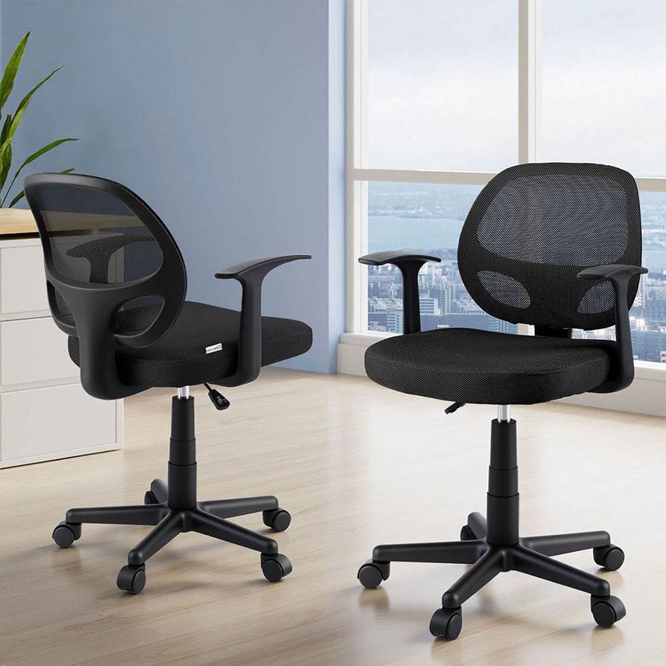 Artiss 2x Mesh Office Chair Computer Gaming Desk Chairs Work Study Mid Back Black