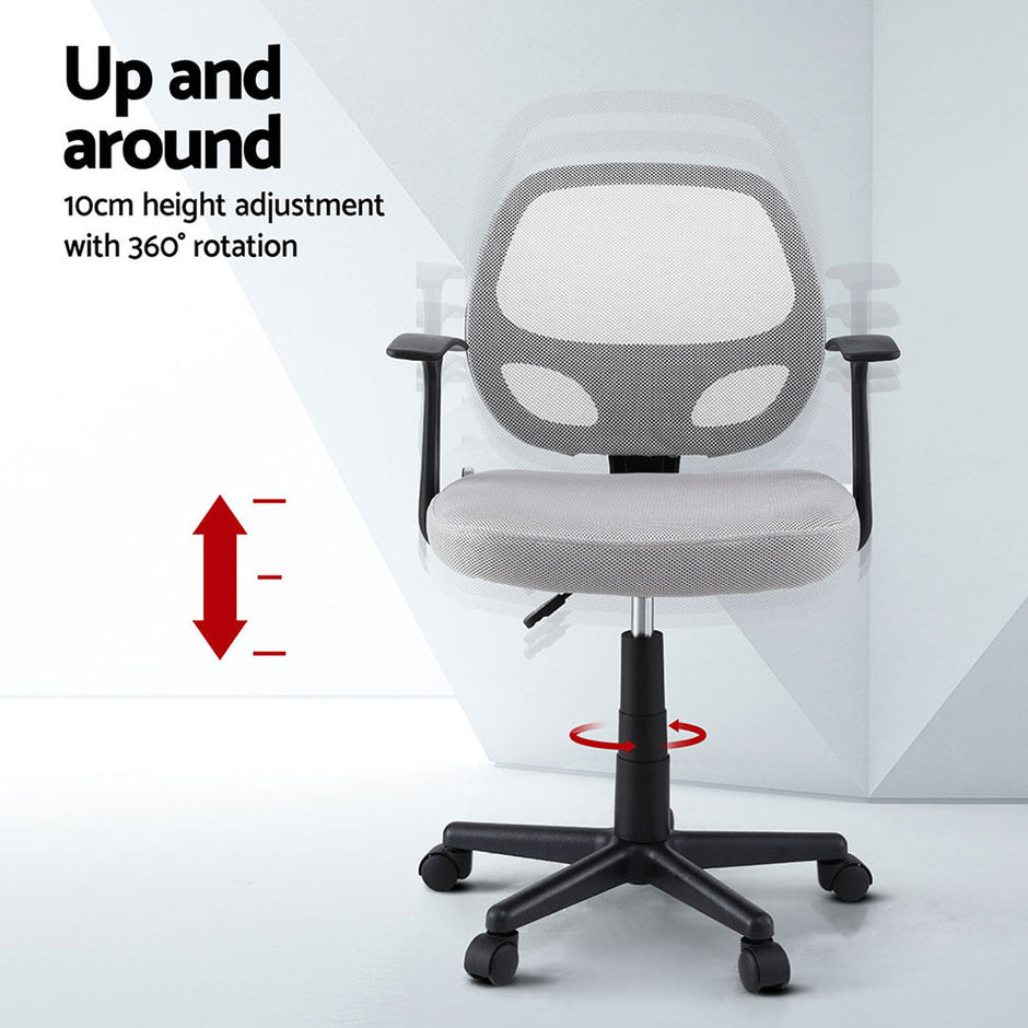 Artiss 2x Mesh Office Chair Computer Gaming Desk Chairs Work Study Mid Back Grey