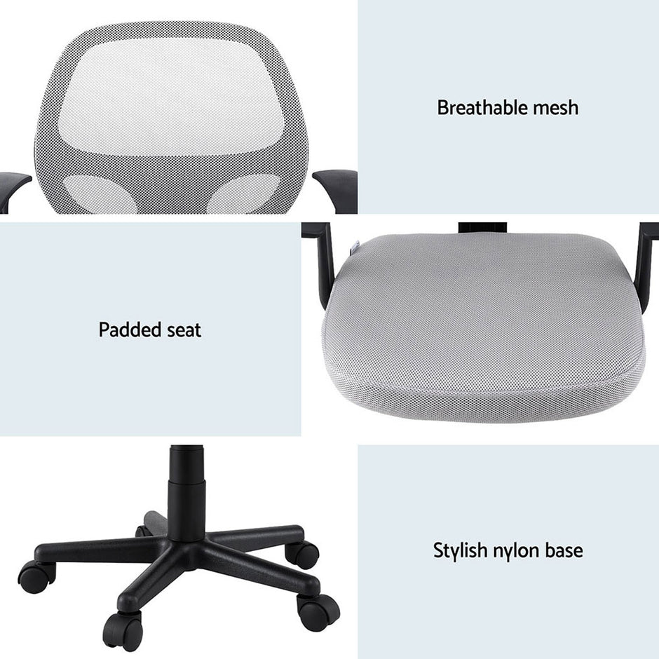 Artiss 2x Mesh Office Chair Computer Gaming Desk Chairs Work Study Mid Back Grey