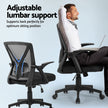 Artiss 2x Mesh Office Chair Mid Back Black