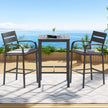 Gardeon 3Pcs Outdoor Bar Set Stools Dining Chairs Table Patio Aluminium Bistro Set Black