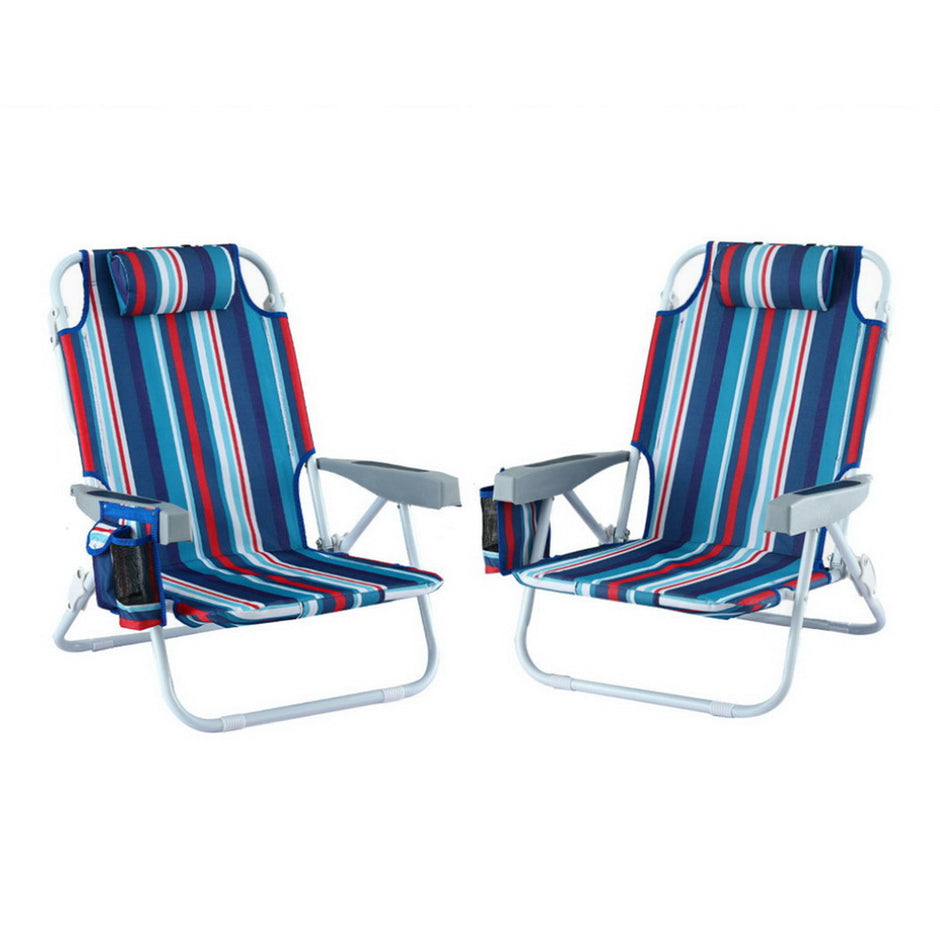 Gardeon Outdoor Chairs Beach Chair Backpack Cooler Storage Lightweight Fishing Blue