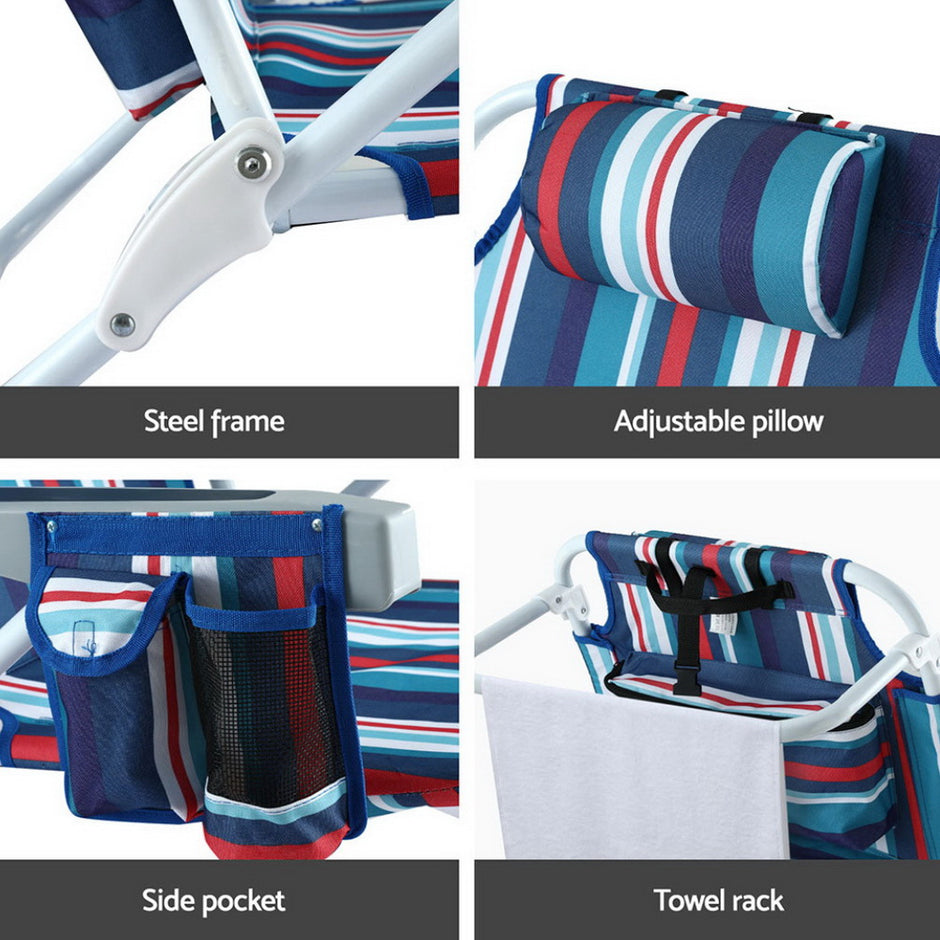 Gardeon Outdoor Chairs Beach Chair Backpack Cooler Storage Lightweight Fishing Blue