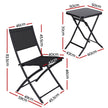 Gardeon Outdoor Bistro Set Folding Table and Chairs Patio Furniture Garden Steel Black