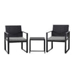 Gardeon 3PC Outdoor Bistro Set Patio Furniture Wicker Dining Chairs Table Cushion Black