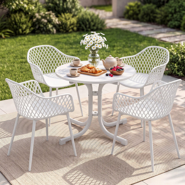 Gardeon 5PCS Outdoor Dining Set Table and Chairs Patio Furniture Garden Diamond White