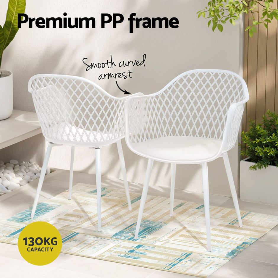 Gardeon 5PCS Outdoor Dining Set Table and Chairs Patio Furniture Garden Diamond White