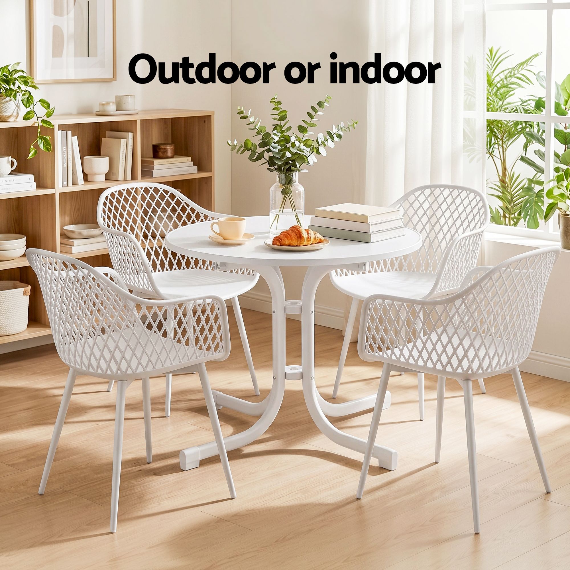 Gardeon 5PCS Outdoor Dining Set Table and Chairs Patio Furniture Garden Diamond White
