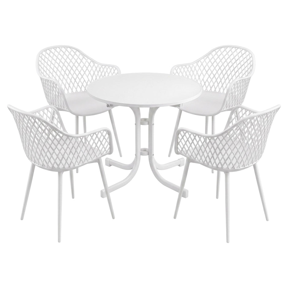 Gardeon 5PCS Outdoor Dining Set Table and Chairs Patio Furniture Garden Diamond White