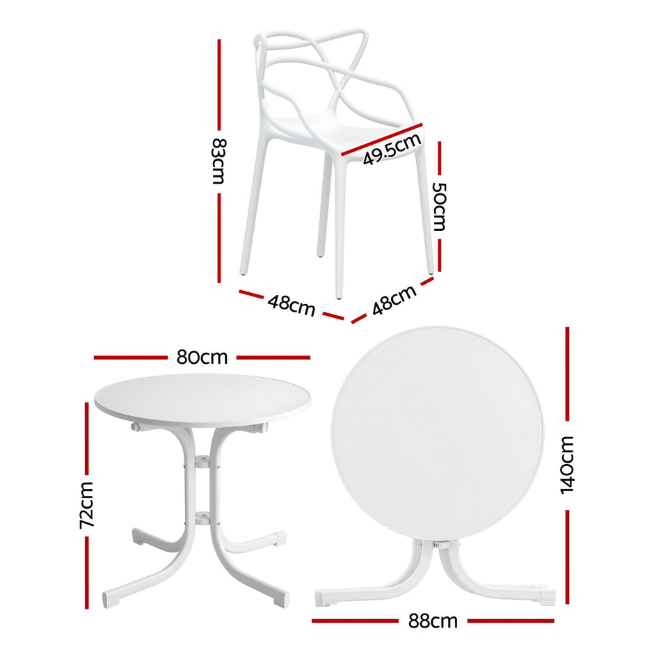 Gardeon 5PCS Outdoor Dining Set Table and Chairs Garden Patio Furniture Entwine White