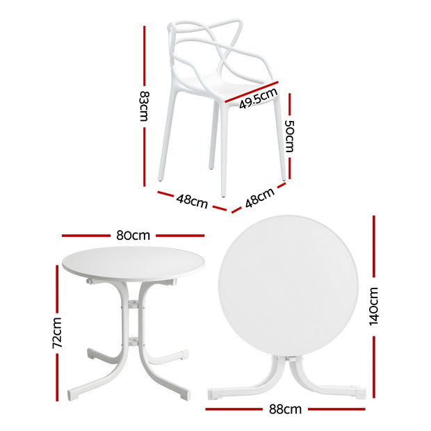 Gardeon 5PCS Outdoor Dining Set Table and Chairs Garden Patio Furniture Entwine White