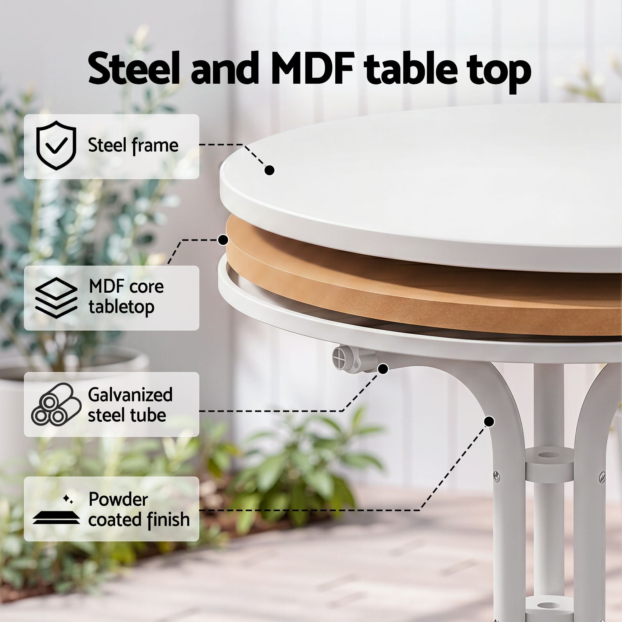 Gardeon 5PCS Outdoor Dining Set Table and Chairs Garden Patio Furniture Entwine White