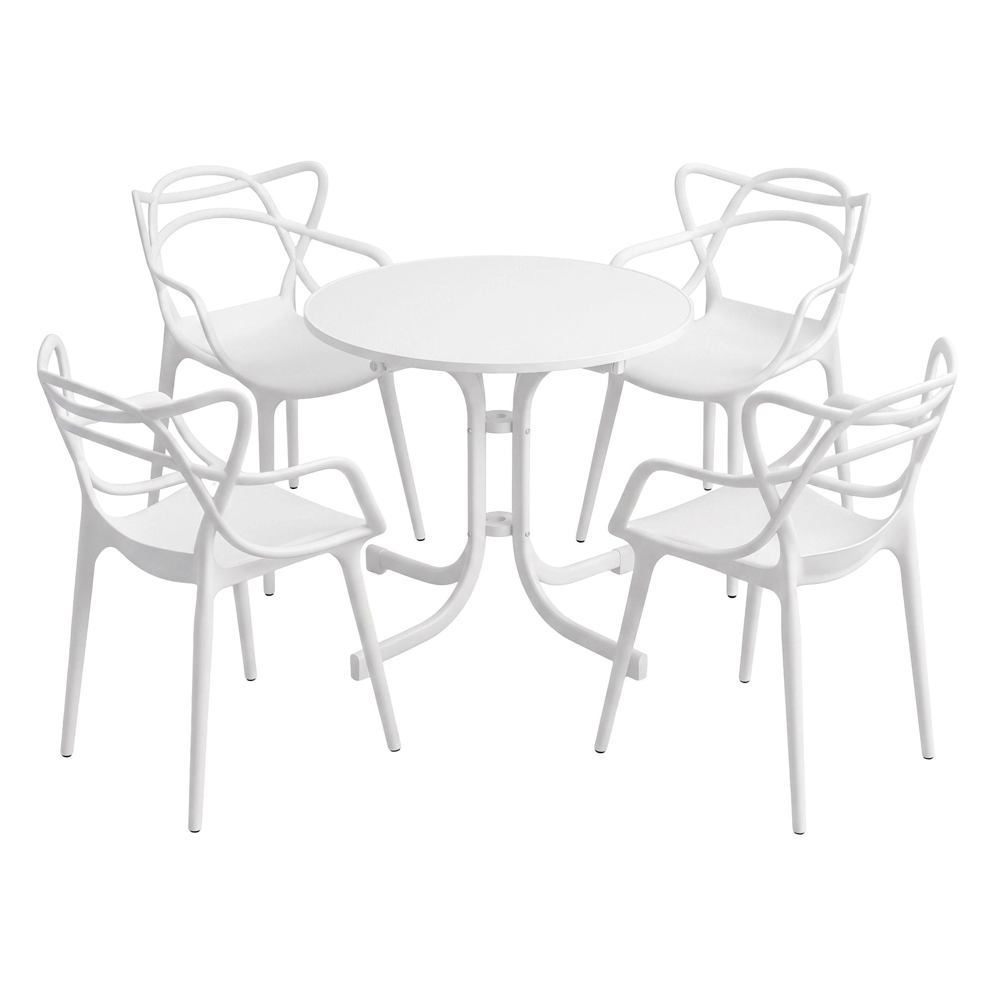 Gardeon 5PCS Outdoor Dining Set Table and Chairs Garden Patio Furniture Entwine White
