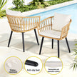 Gardeon 3PC Outdoor Bistro Set Patio Furniture Lounge Setting Table and Chairs Natural