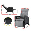 Gardeon Outdoor Recliner Chairs Sun lounge Wicker Lounger Patio Furniture Adjustable Black