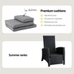 Gardeon Outdoor Recliner Chairs Sun lounge Wicker Lounger Patio Furniture Adjustable Black