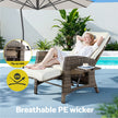 Gardeon Outdoor Recliner Chairs Sun lounge Wicker Lounger Patio Furniture Adjustable Brown