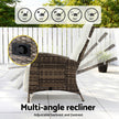 Gardeon Outdoor Recliner Chairs Sun lounge Wicker Lounger Patio Furniture Adjustable Brown