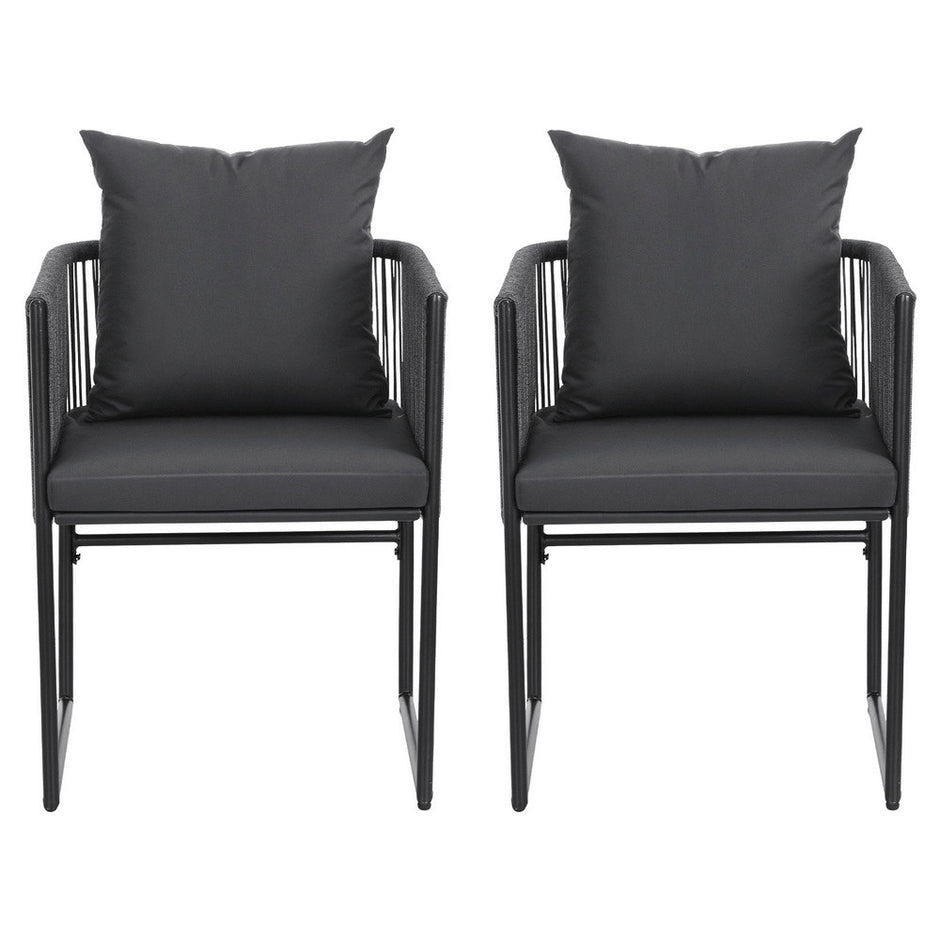 Gardeon 2PC Outdoor Dining Chairs Woven Rope Chair Patio Furniture Garden Steel