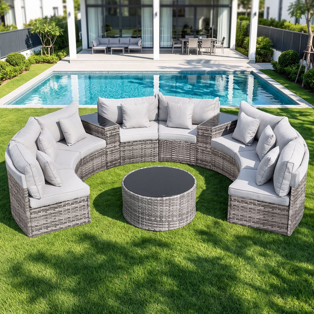 Gardeon 8 Seater Outdoor Sofa Set 11PCS Table Chair Set Garden Rattan Furniture