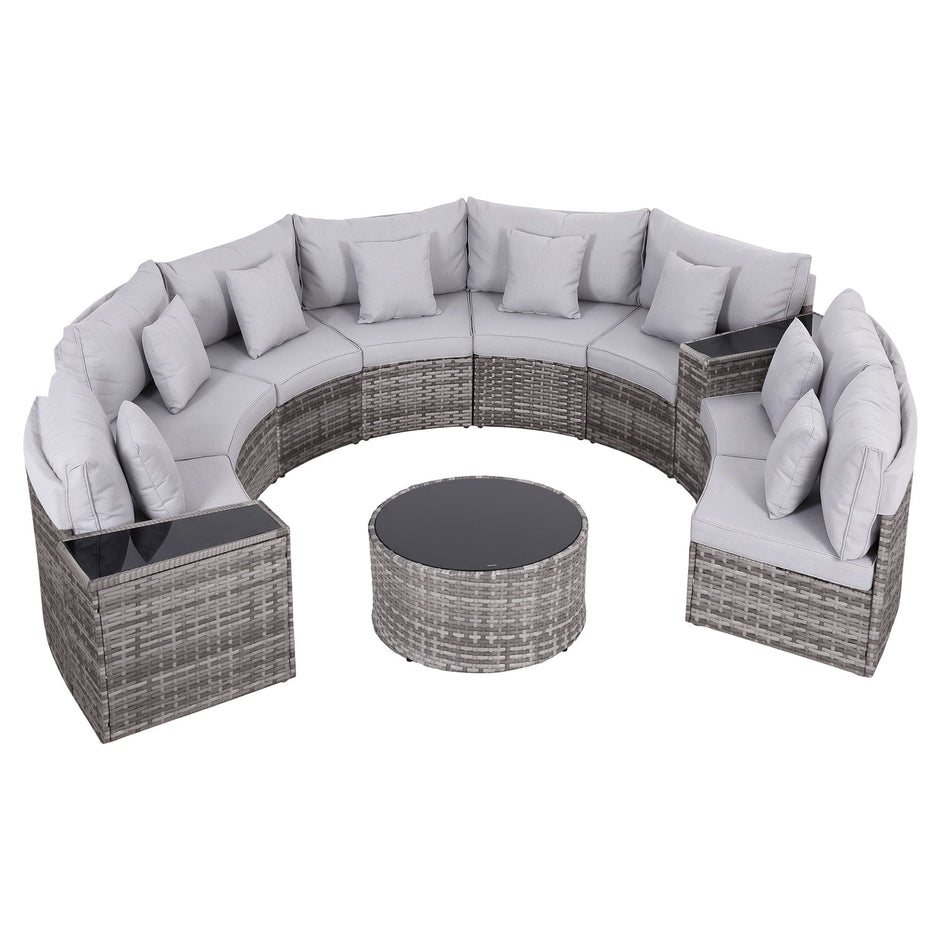 Gardeon 8 Seater Outdoor Sofa Set 11PCS Table Chair Set Garden Rattan Furniture