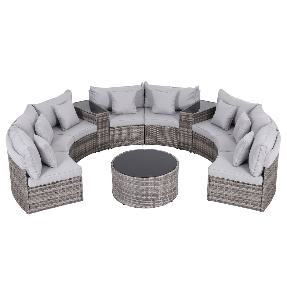 Gardeon 8 Seater Outdoor Sofa Set 11PCS Table Chair Set Garden Rattan Furniture