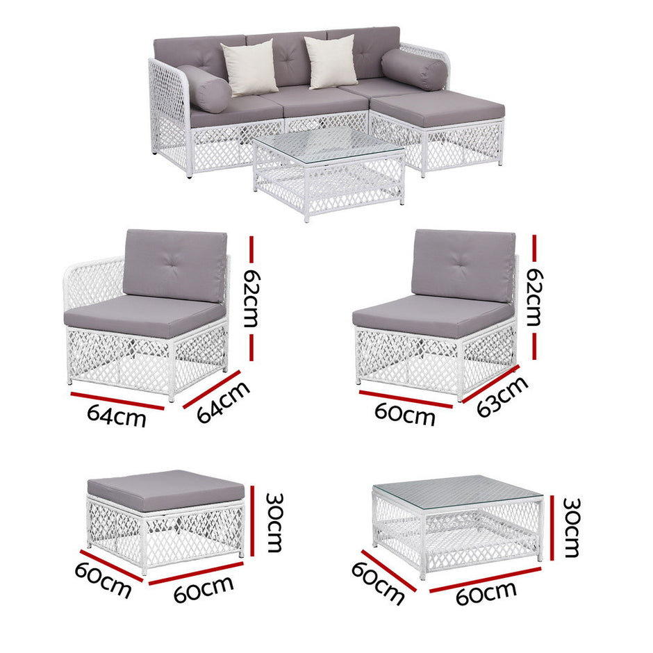 Gardeon 4 Seater Outdoor Sofa Set 5PCS Table Chair Set Garden Patio Furniture