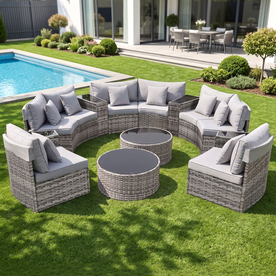 Gardeon 8 Seater Outdoor Sofa Set 14PCS Table Chair Set Rattan Patio Furniture