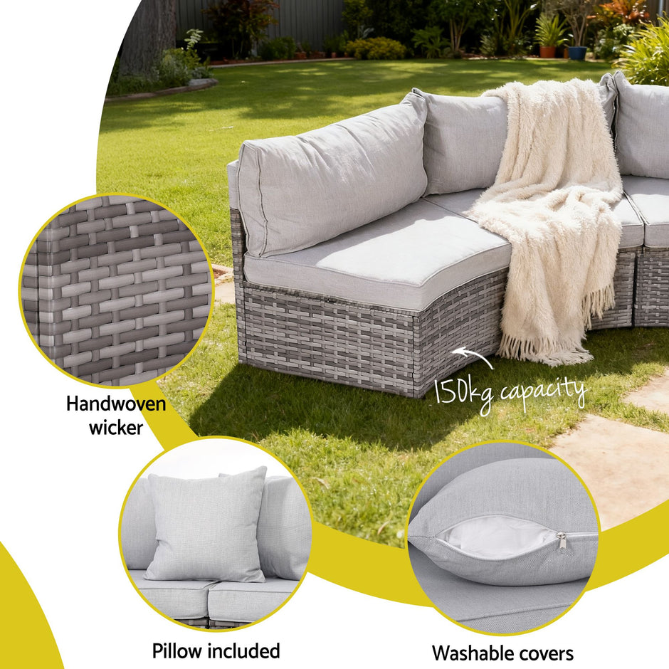 Gardeon 8 Seater Outdoor Sofa Set 14PCS Table Chair Set Rattan Patio Furniture