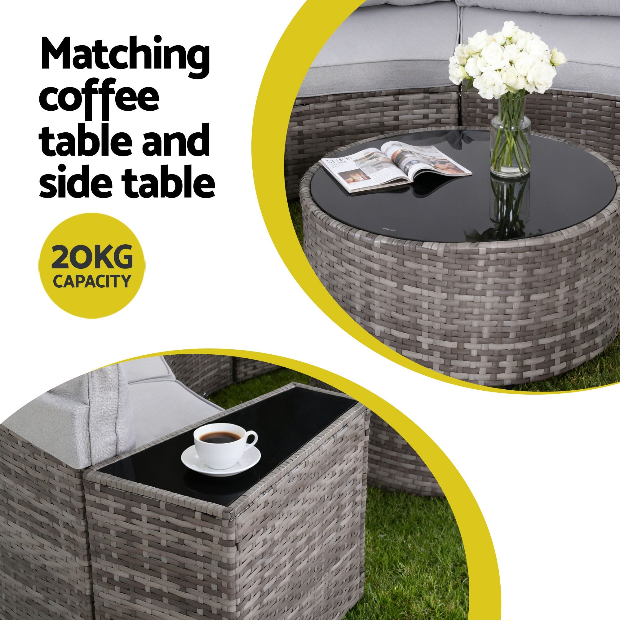 Gardeon 8 Seater Outdoor Sofa Set 14PCS Table Chair Set Rattan Patio Furniture