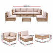 Gardeon 6 Seater Outdoor Sofa Set 7PCS Table Chair Set Garden Rattan Patio Furniture