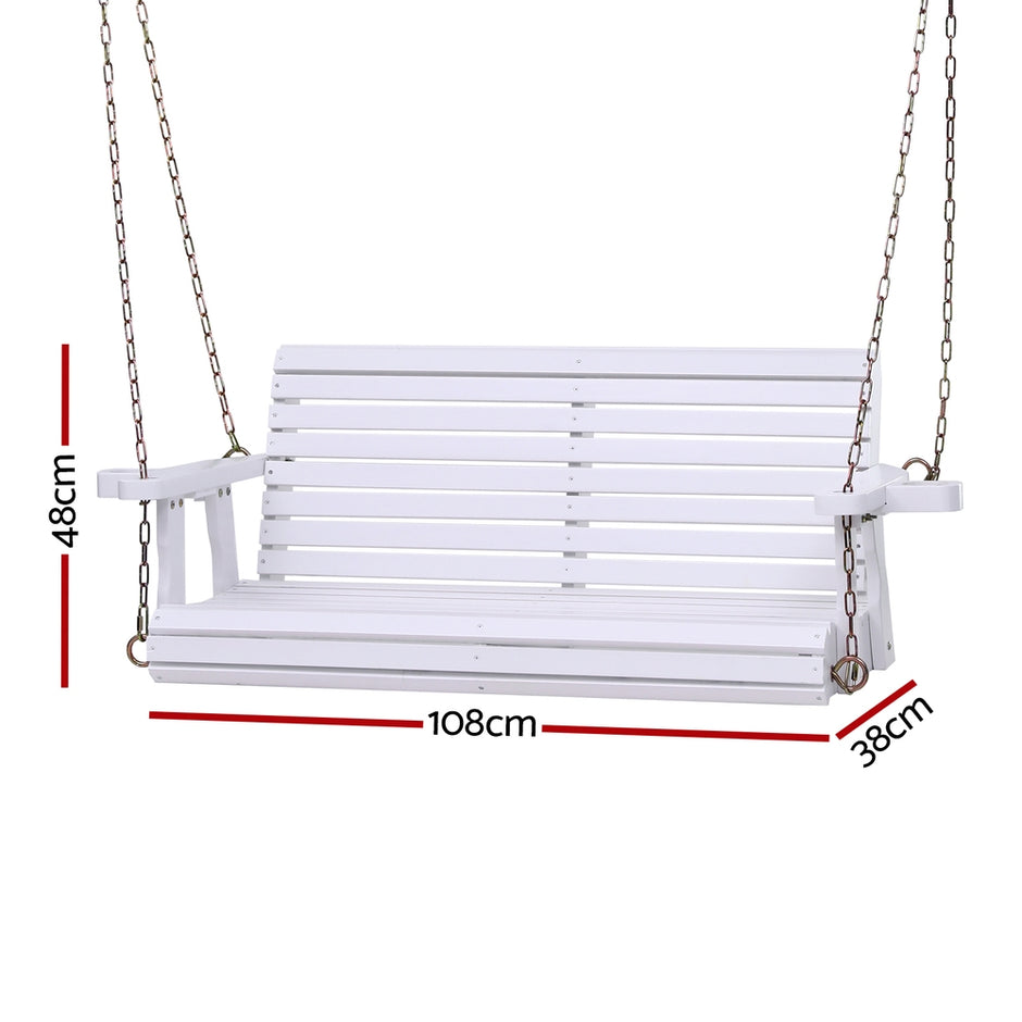 Gardeon Porch Outdoor Swing Chair With Cup Holder Wooden Furniture 2 Seater